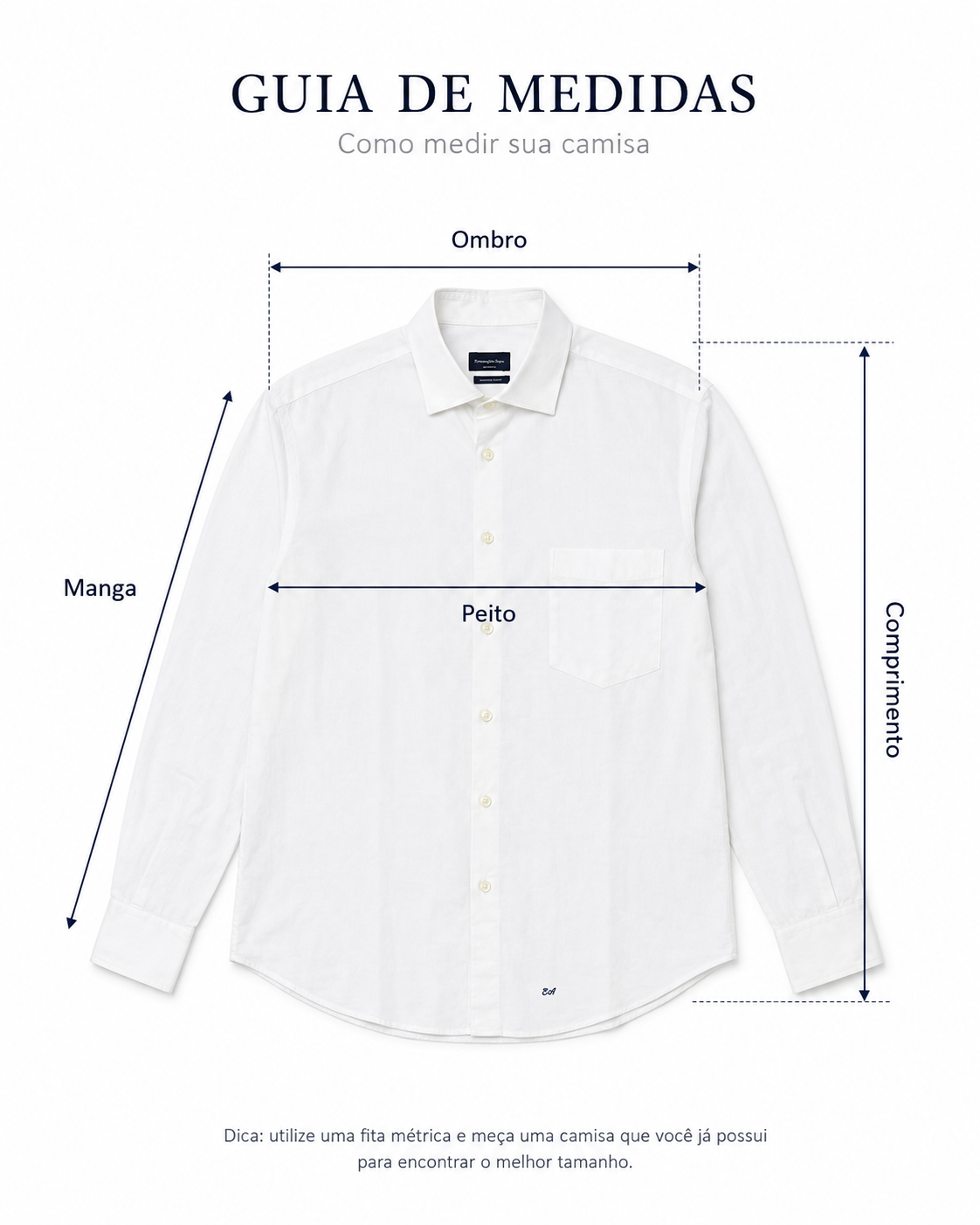 Camisa Masculina Ermenegildo Zegna – Branca / Off-White – Manga Longa – Peça Premium