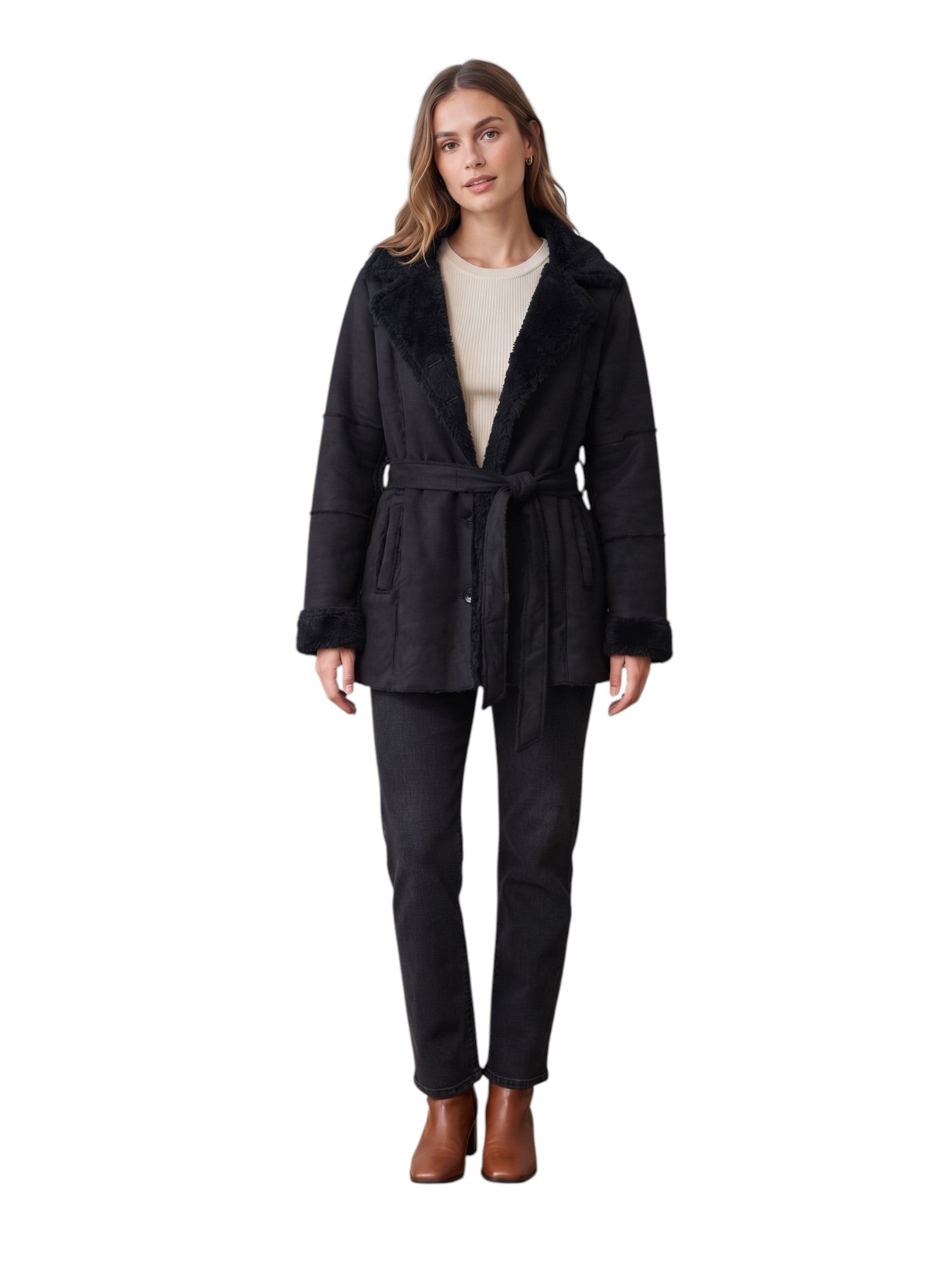 Jaqueta Feminina Com Forro Peluciado Estilo Suede - Elegante e Quentinha