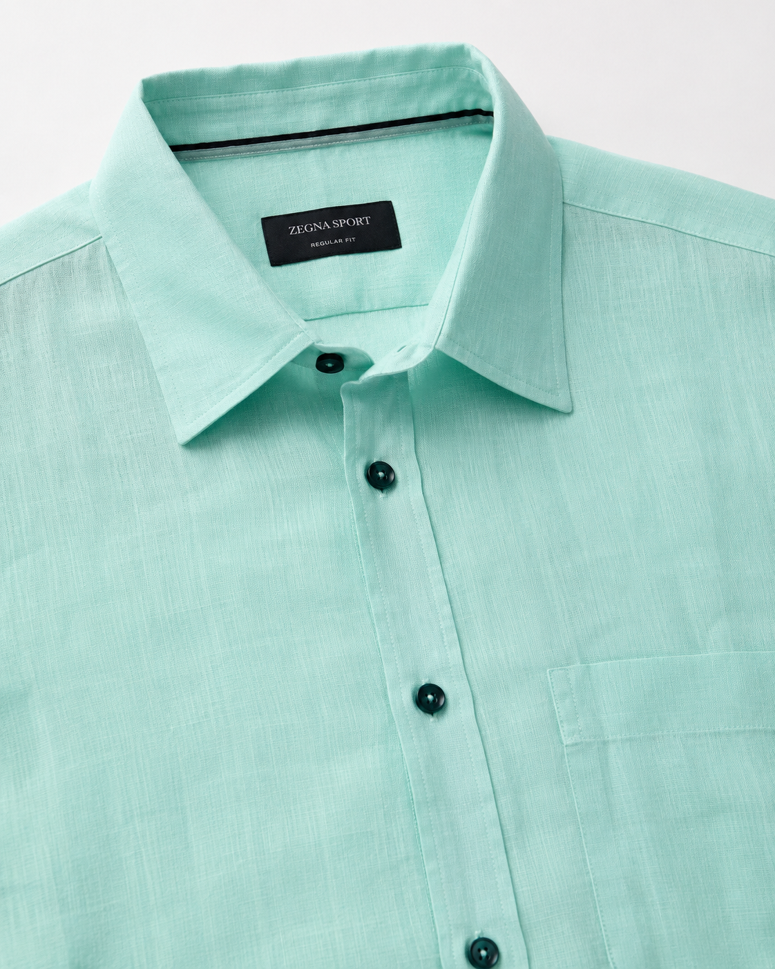 Camisa Masculina Zegna Sport Regular Fit – Verde Água / Menta
