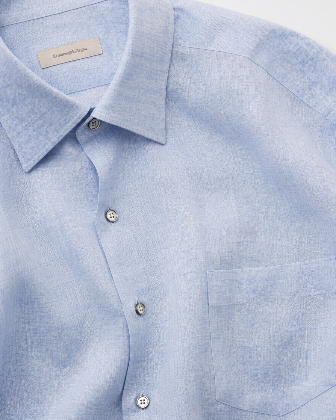 Camisa Masculina Ermenegildo Zegna Azul-Clara – Manga Longa – Peça Premium
