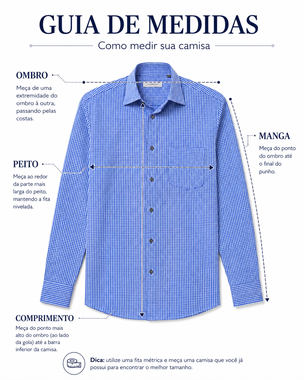 Camisa Masculina Ermenegildo Zegna Xadrez Azul e Branco – Manga Longa