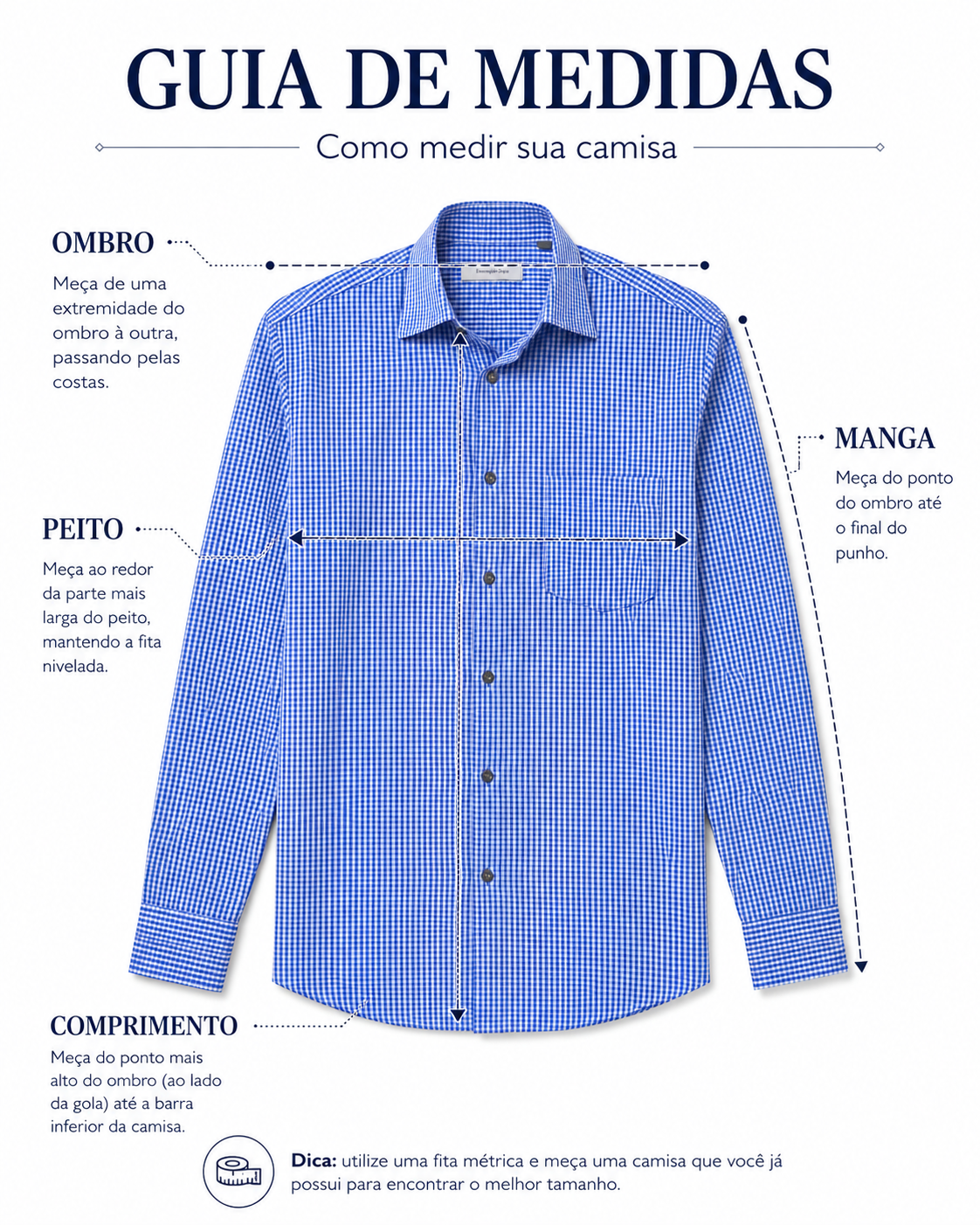 Camisa Masculina Ermenegildo Zegna Xadrez Azul e Branco – Manga Longa