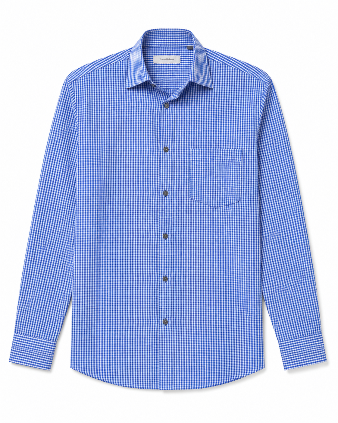 Camisa Masculina Ermenegildo Zegna Xadrez Azul e Branco – Manga Longa