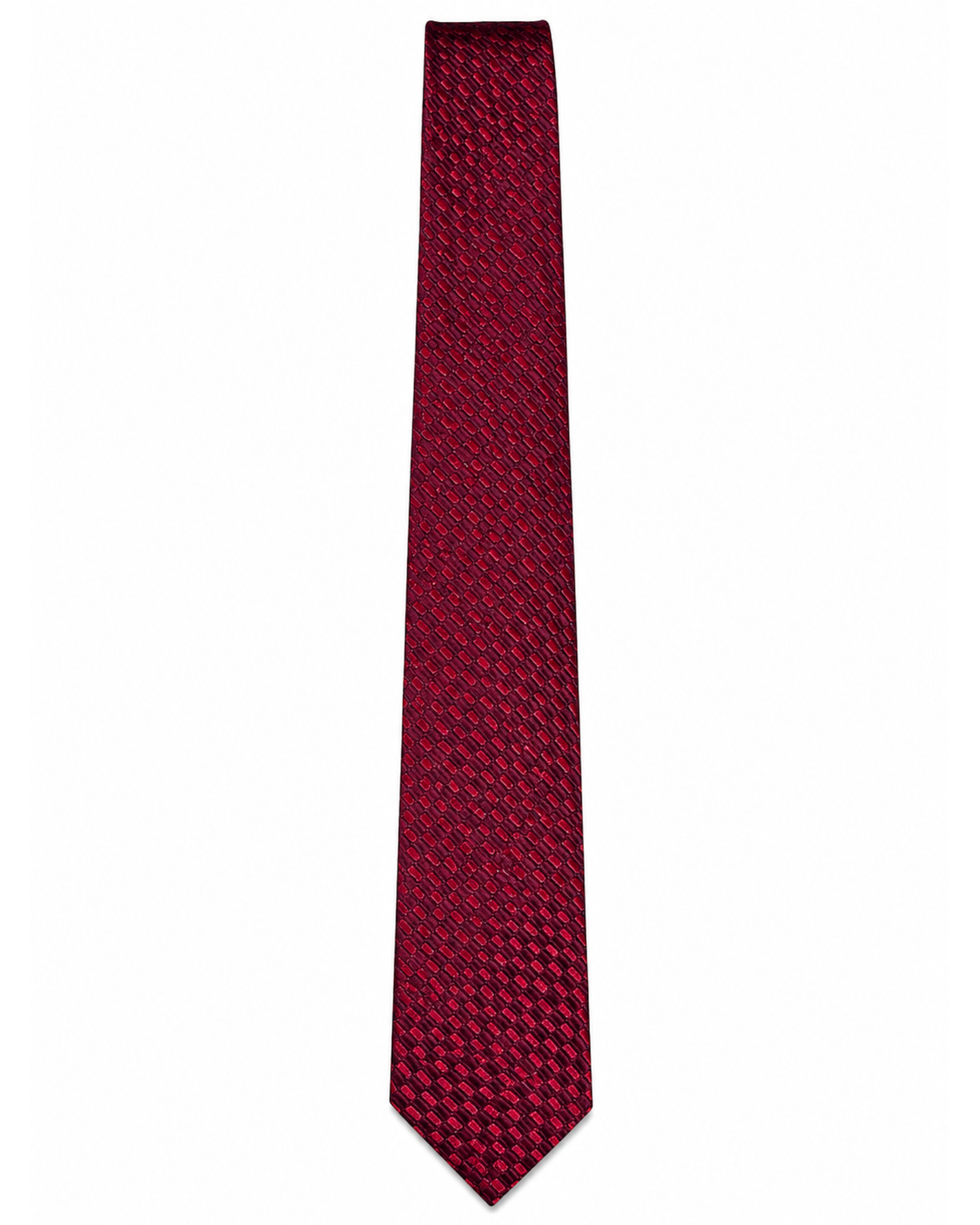 Gravata social BAZAR OFICIAL EFATA BOSS Hugo Boss na cor vermelho bordô com estampa geométrica texturizada
