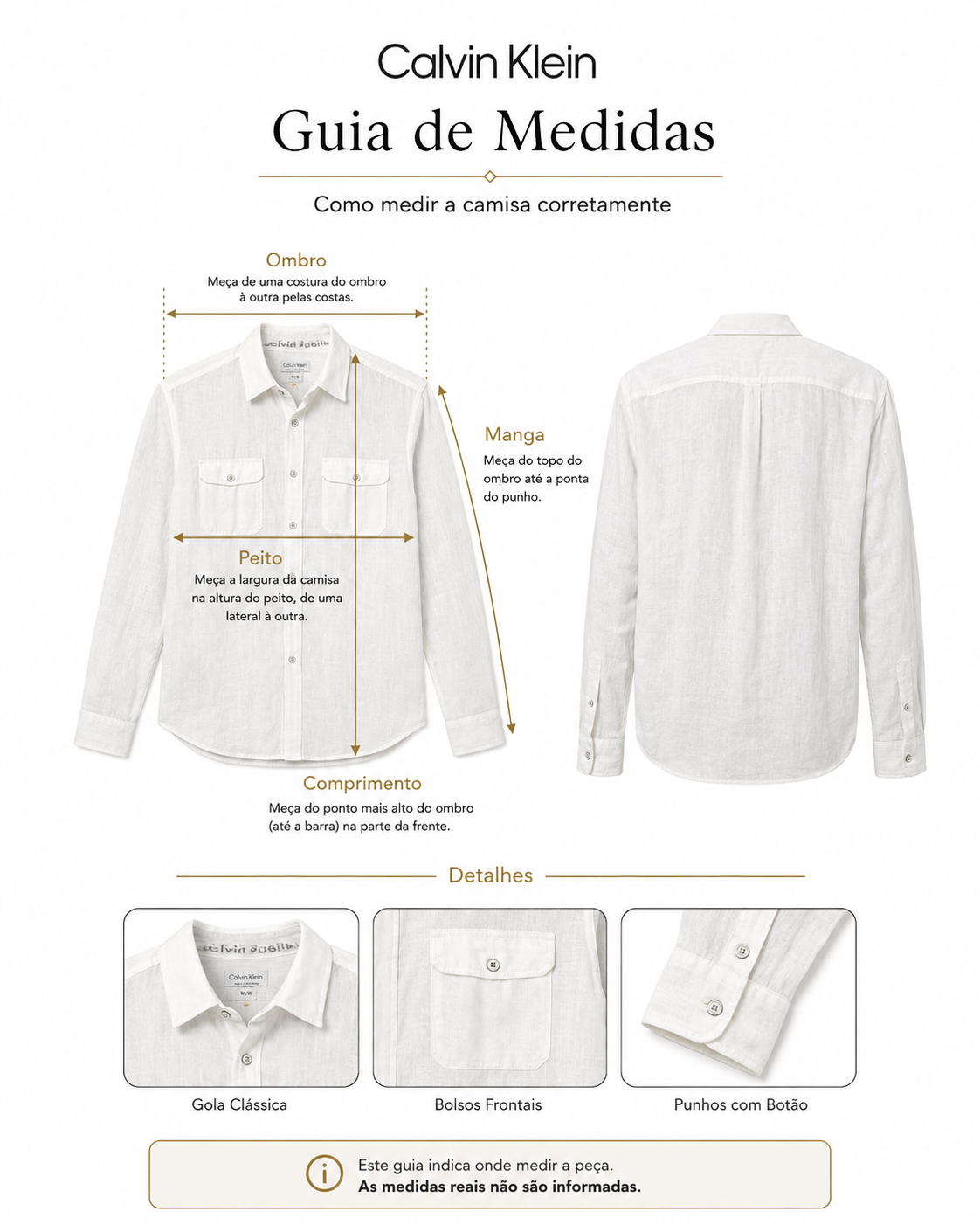 Camisa Masculina Calvin Klein 100% Linho – Branca – Manga Longa – XL/TG
