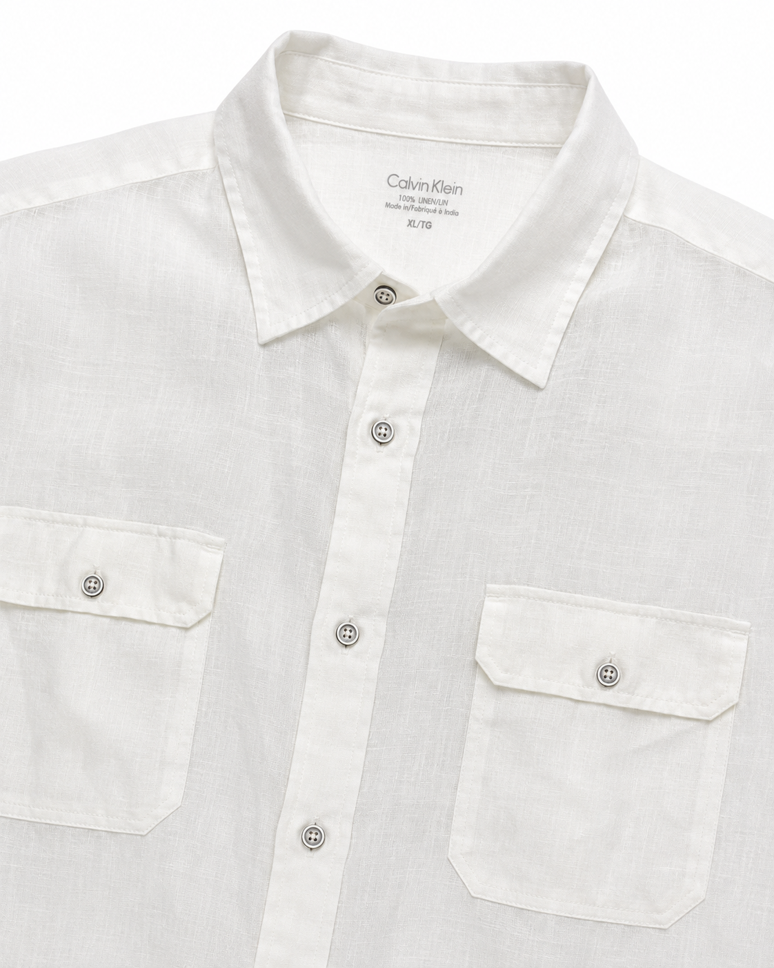 Camisa Masculina Calvin Klein 100% Linho – Branca – Manga Longa – XL/TG